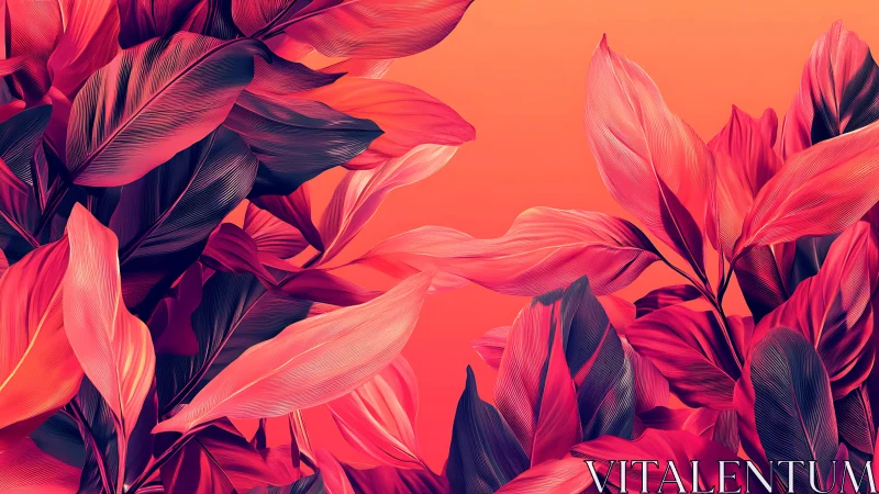 Hyper-detailed magenta foliage against warm gradient backdrop
