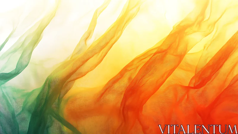 Translucent gradient fabric waves in warm and cool tones.