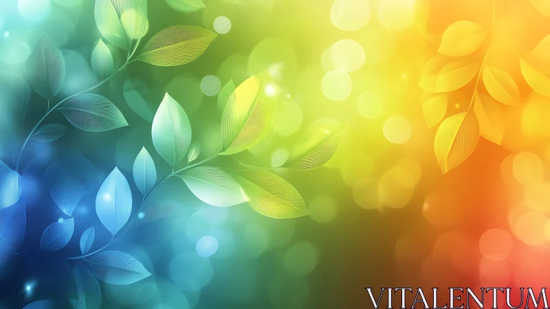 Chromatic bokeh foliage with gradient luminous diffusion field.