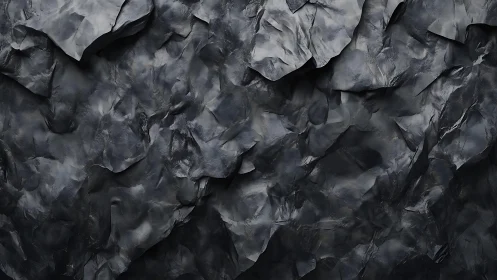 Dark Abstract Crumpled Stone Surface Texture in Modern Style.