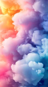 Colorful vapor clouds swirl in a dreamy abstract gradient