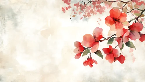 Delicate Blooms Dancing on Weathered Branches.