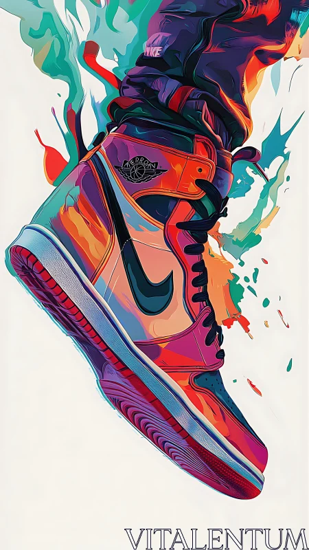 Digital illustration shows stylized sneaker in dynamic profile