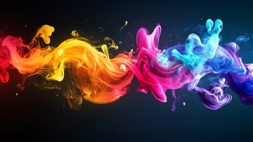 Colorful liquid smoke waves swirl across a dark horizon.