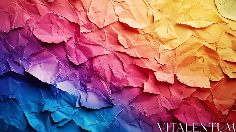 Colorful crumpled paper texture in bold gradient tones.