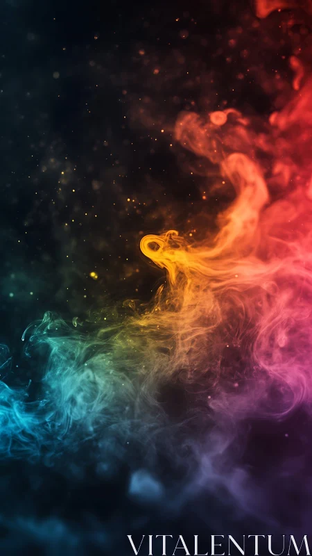 Gentle rainbow nebula swirling through quiet cosmic night.