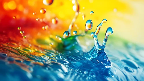 Vibrant water splash captures prismatic liquid motion perfectly.