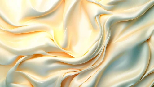 Luminous cream satin folds forming soft abstract waves.