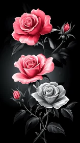 Three Roses Waltz Across Dramatic Darkness