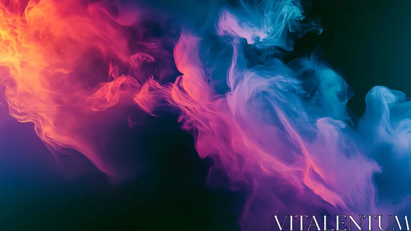 Colorful swirling clouds of neon smoke dance across darkness