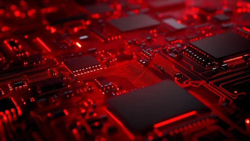 Crimson circuits quietly rehearse a midnight data symphony