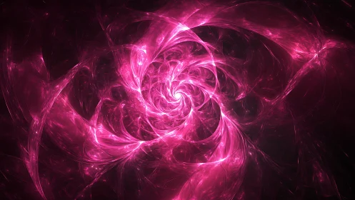 Radiant pink nebula spiral swirling into soft starlit glow.