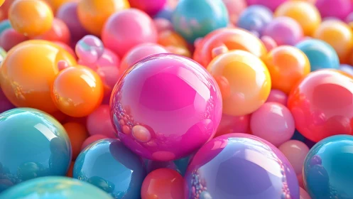 Multicolored glossy spheres in dense clustered arrangement.