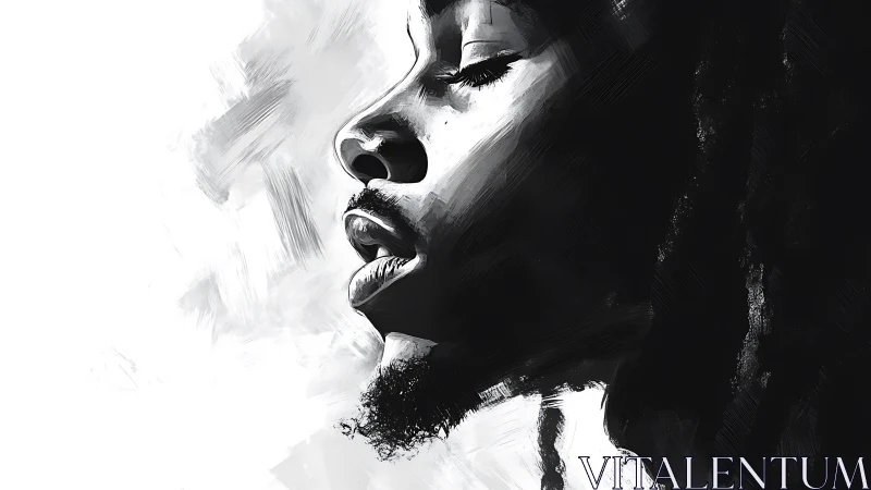 Sideways hush lets monochrome breath turn into quiet thunder