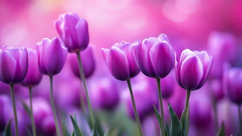 Purple Tulips in Shallow Depth of Field with Bokeh Background