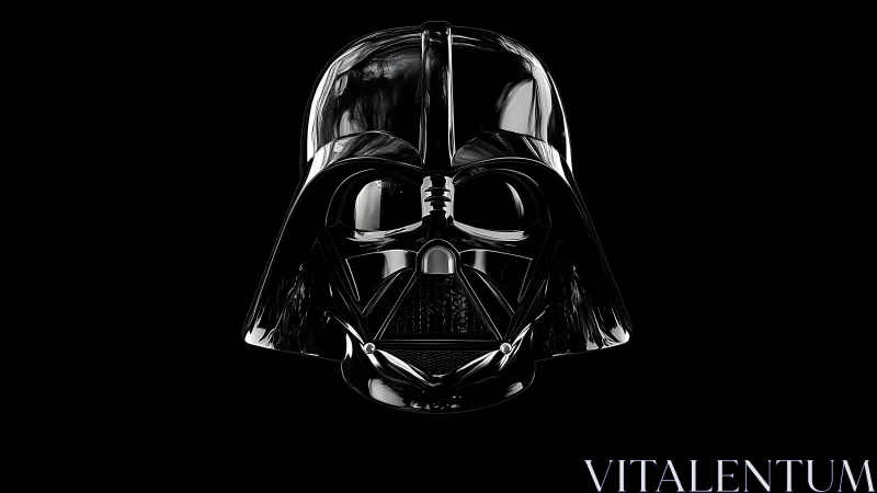 Specular black helmet rendered with high-gloss optical symmetry.