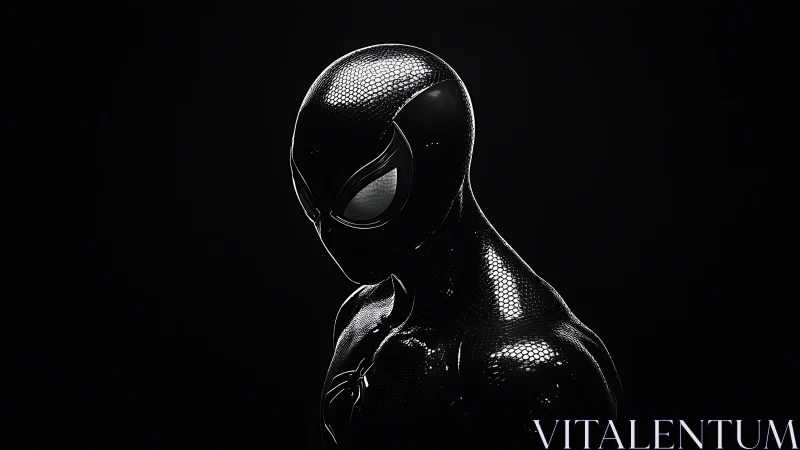 Shadow-slick superhero in sleek midnight symbiote suit.