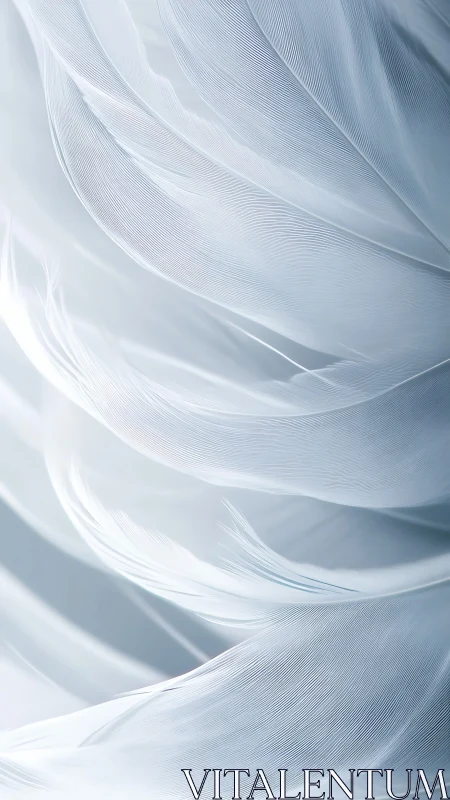 Whisper-light white feathers curling in a peaceful hush.