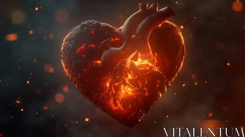 Luminous Human Heart Rendered with Incandescent Volumetric Effect.