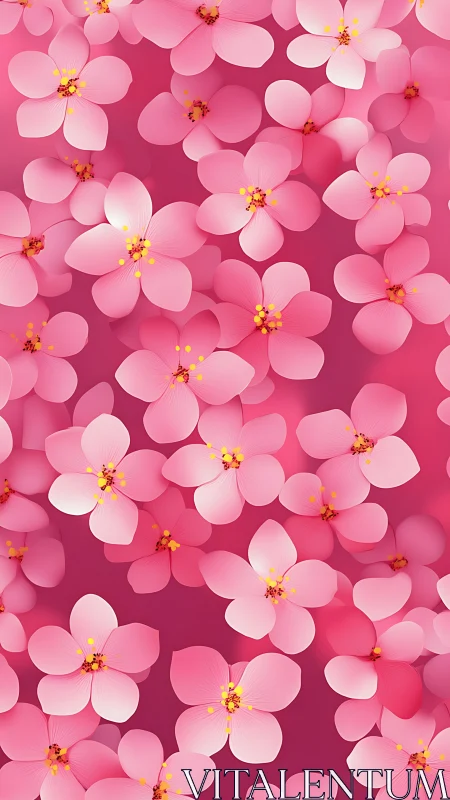 Densely Layered Pink Floral Composition with Dimensional Petal Rendering