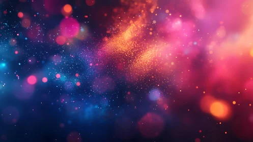 Dreamy cosmic dust clouds in glowing neon colors.