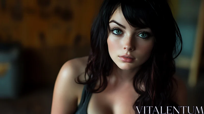 Emerald eyes lock onto lens, turning quiet room electric