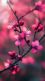 Pink Cherry Blossoms Dance in the Breeze.