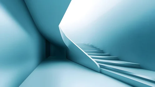 Minimalist blue staircase in modern abstract architecture style.