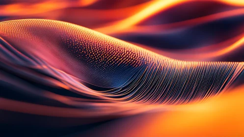 Glowing digital dunes flowing in waves of warm light.