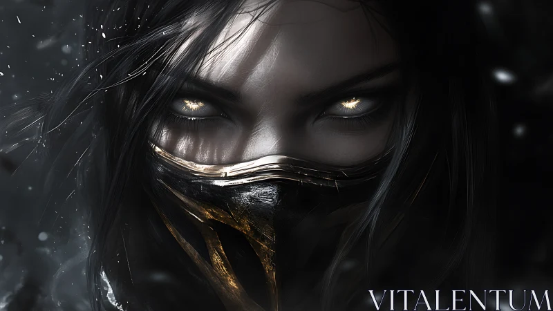 Storm-lit masked warrior gazes forward with fierce calm