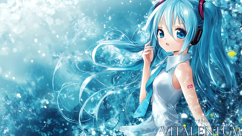 Blue-haired daydreamer drifting in a sparkling soundscape.