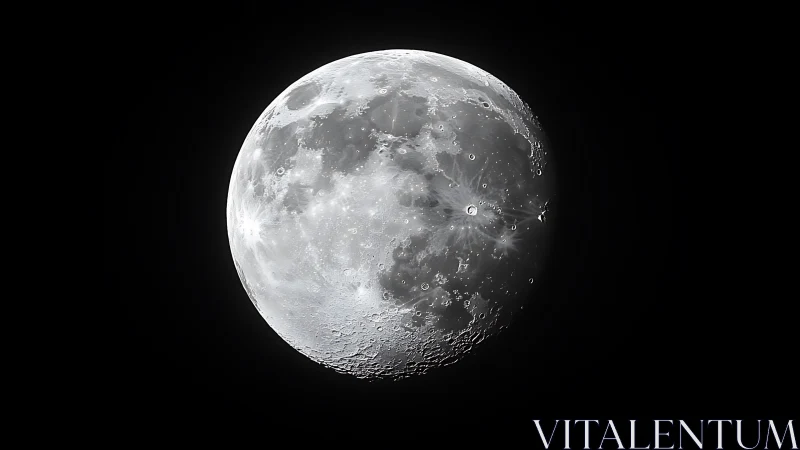 Crisp lunar surface glows against a deep, silent void