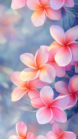 Gradient-Rendered Plumeria Cluster with Radial Color Transitions and Atmospheric Blur