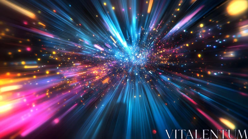 Vivid Abstract Light Burst in Motion with Neon Colors and Energy.