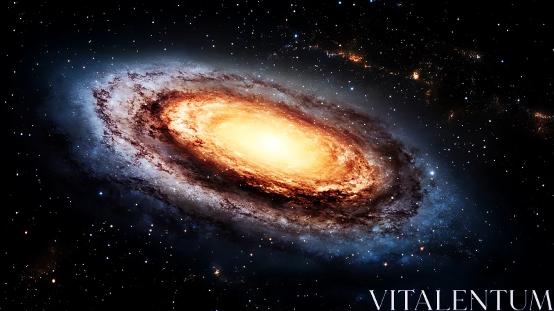 Luminous spiral galaxy core with detailed stellar disk dynamics.