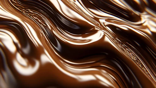 Smooth flowing melted chocolate close-up in abstract style.