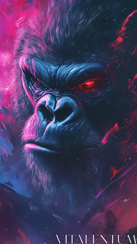 Cosmic neon gorilla portrait rendered in high-intensity detail