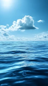 Open blue ocean surface under scattered cumulus clouds.