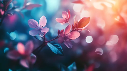 Delicate blooms dance in soft bokeh light and color