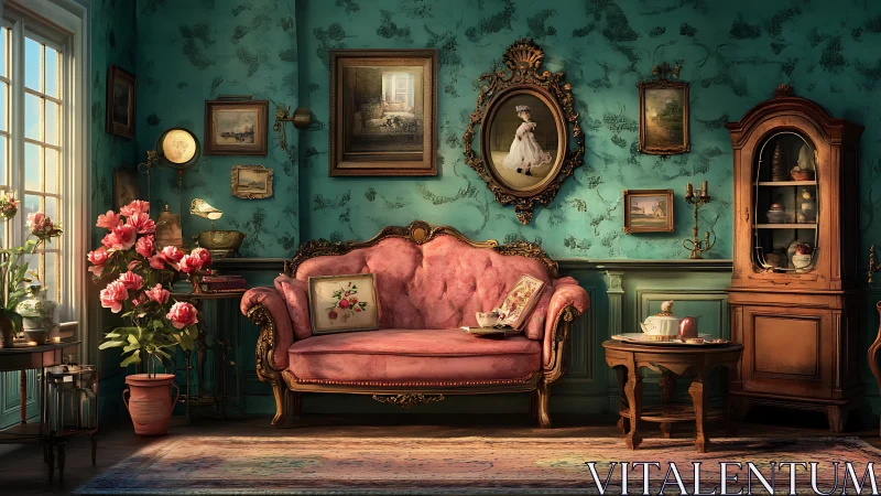 Charming vintage parlor invites quiet tea and gentle daydreams