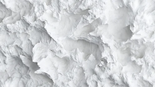 Abstract white textured landscape with 3D sculpted surface effect.