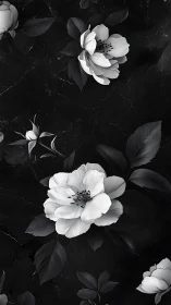 Moonlit peonies drift across inky marble nightfall bloom.