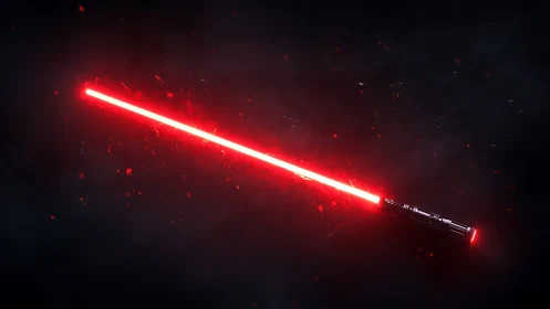 Crimson plasma blade ignites the void with dark allure.