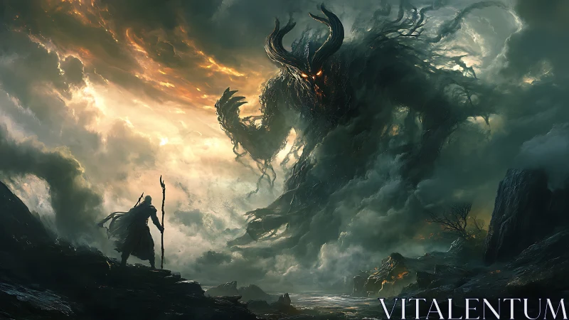 Stormrise showdown with a colossal shadow demon guardian.