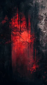 Crimson light bleeds through dark abstract textured shadows