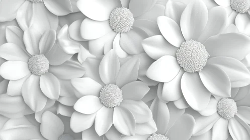 Monochromatic Daisy Garden: White Flowers in Soft Relief
