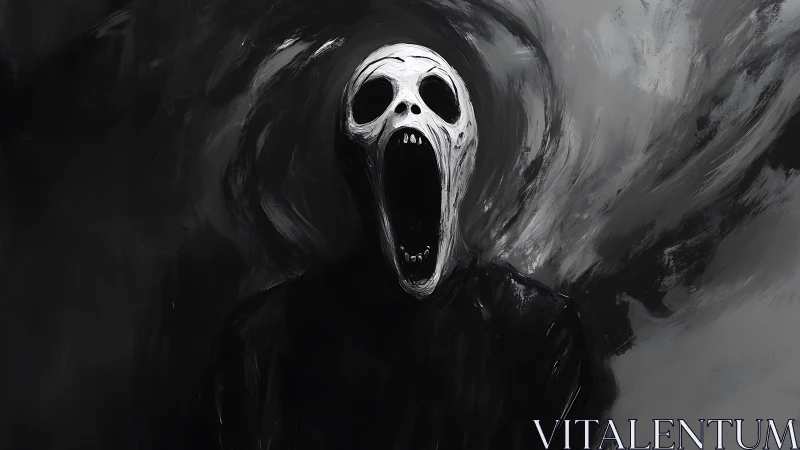 Whispering void spirit framed by swirling midnight smoke.