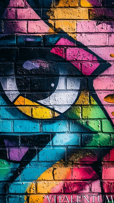 Colorful street art eye bursting with playful urban energy.