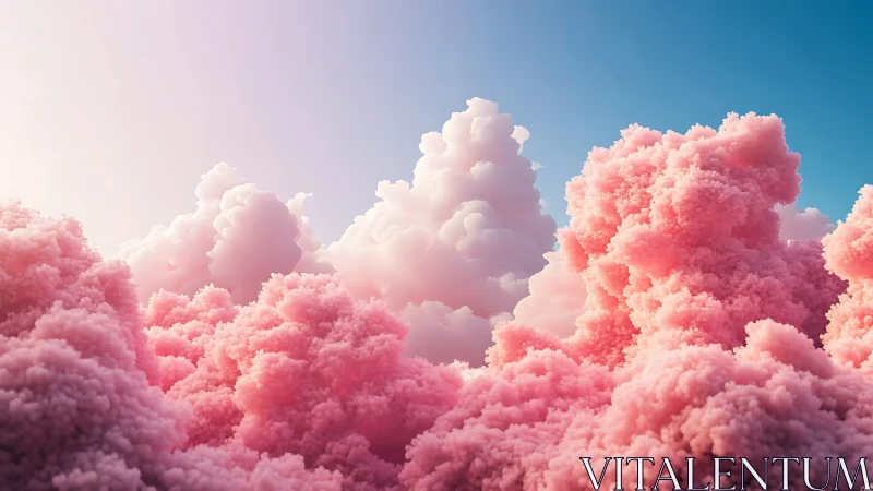 Cotton candy cloudscape under luminous pastel sky.