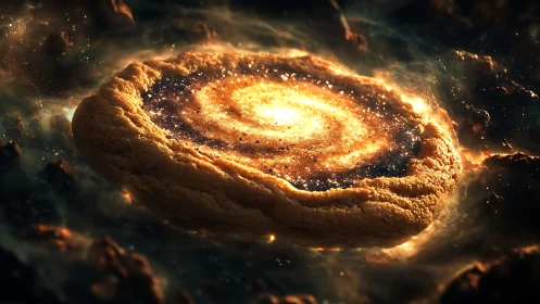 Cosmic cookie galaxy baked in swirling starlit sugar dust.
